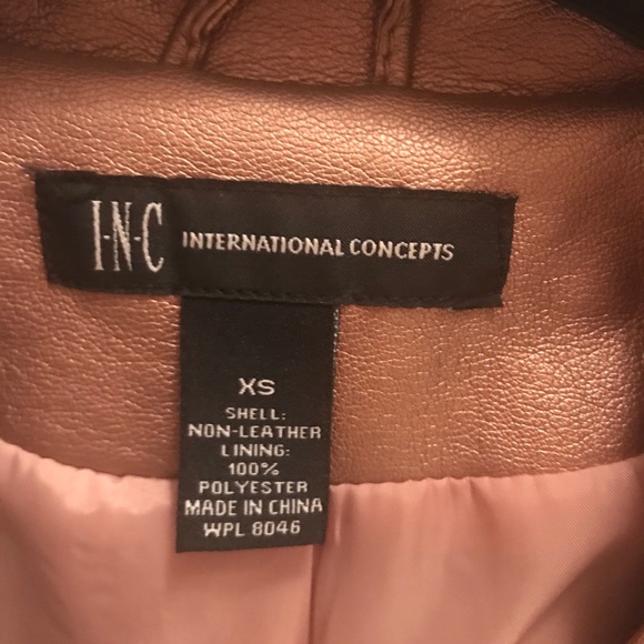 INC faux leather rose gold motorcycle jacket XS - Picture 2 of 3